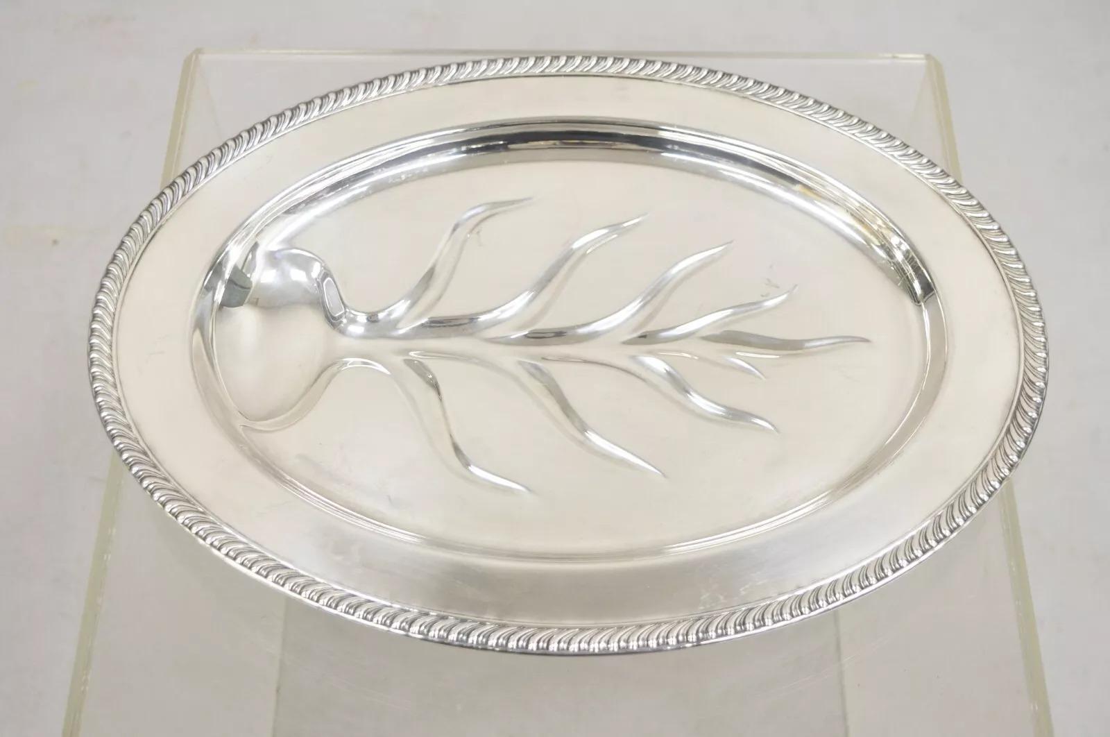 Vintage WM Rogers Cubertería Victoriana Plateada Plato Ovalado Plateado Bandeja en venta 4