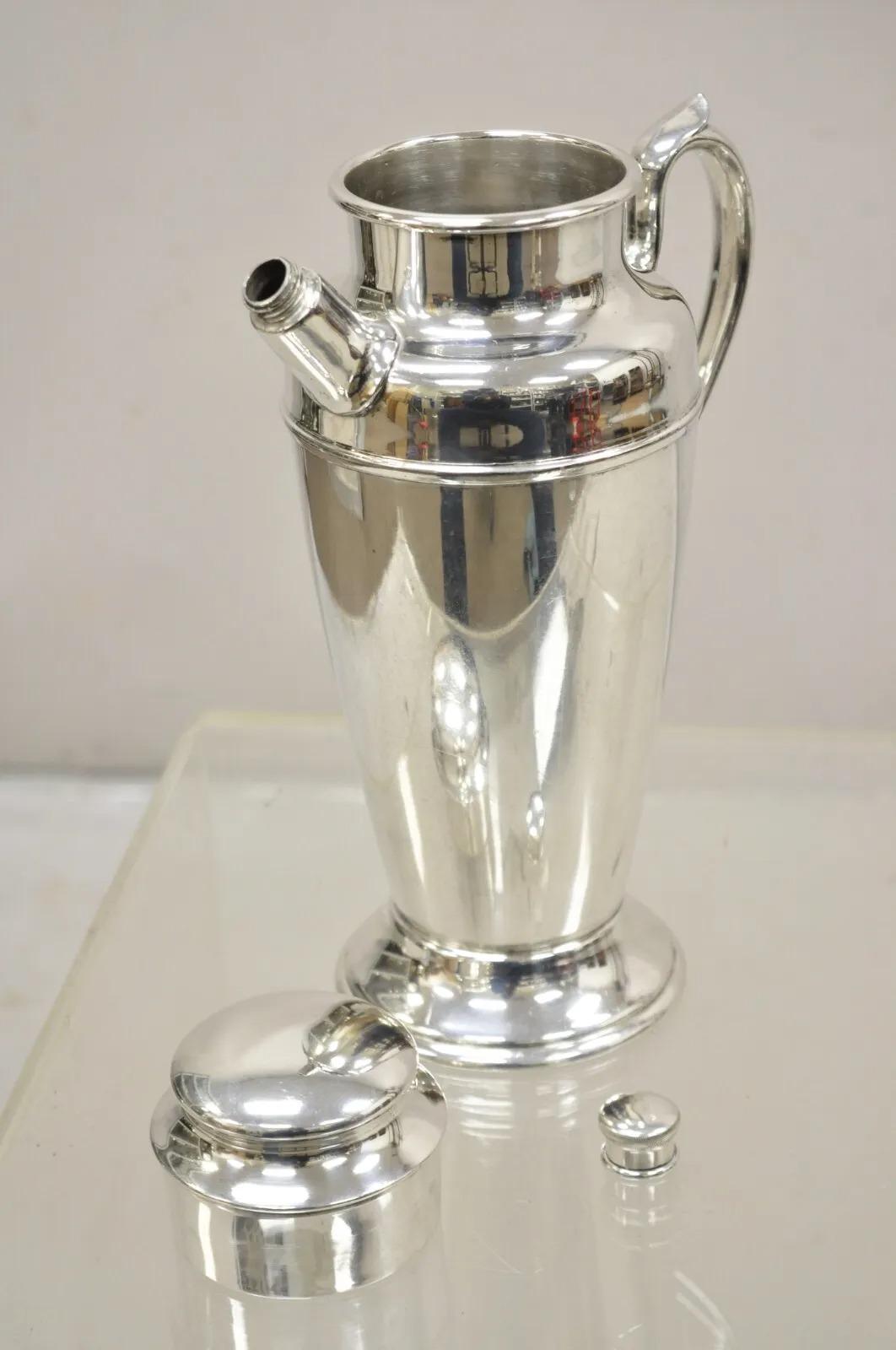 Vintage WMA Rogers 330 Silver Plated Art Deco Martini Cocktail Shaker For Sale 2