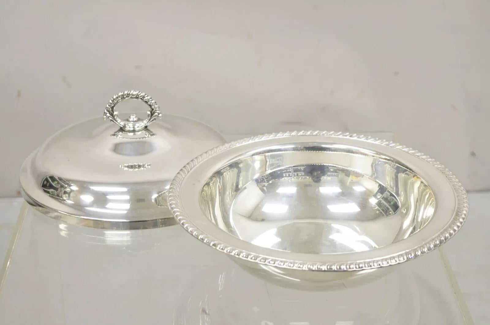 20th Century Vintage WMA Rogers Victorian Style Round Silver Plated Covered Casserole Dish