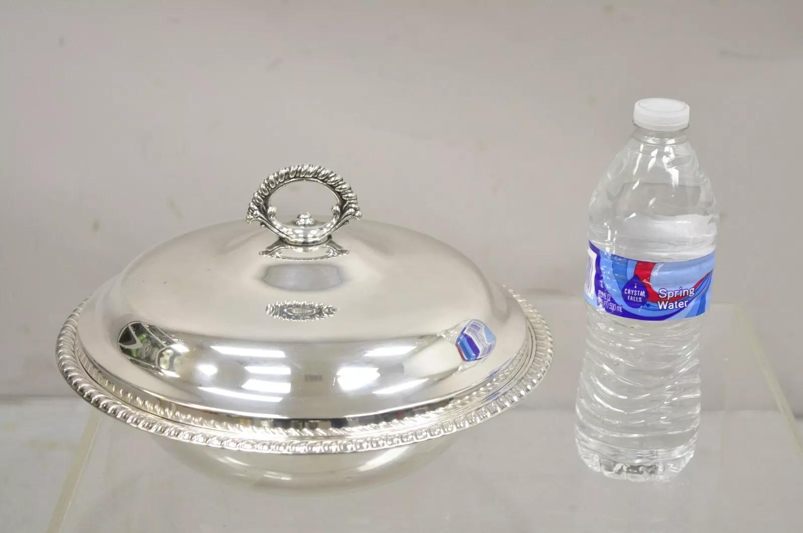 Vintage WMA Rogers Victorian Style Round Silver Plated Covered Casserole Dish 4