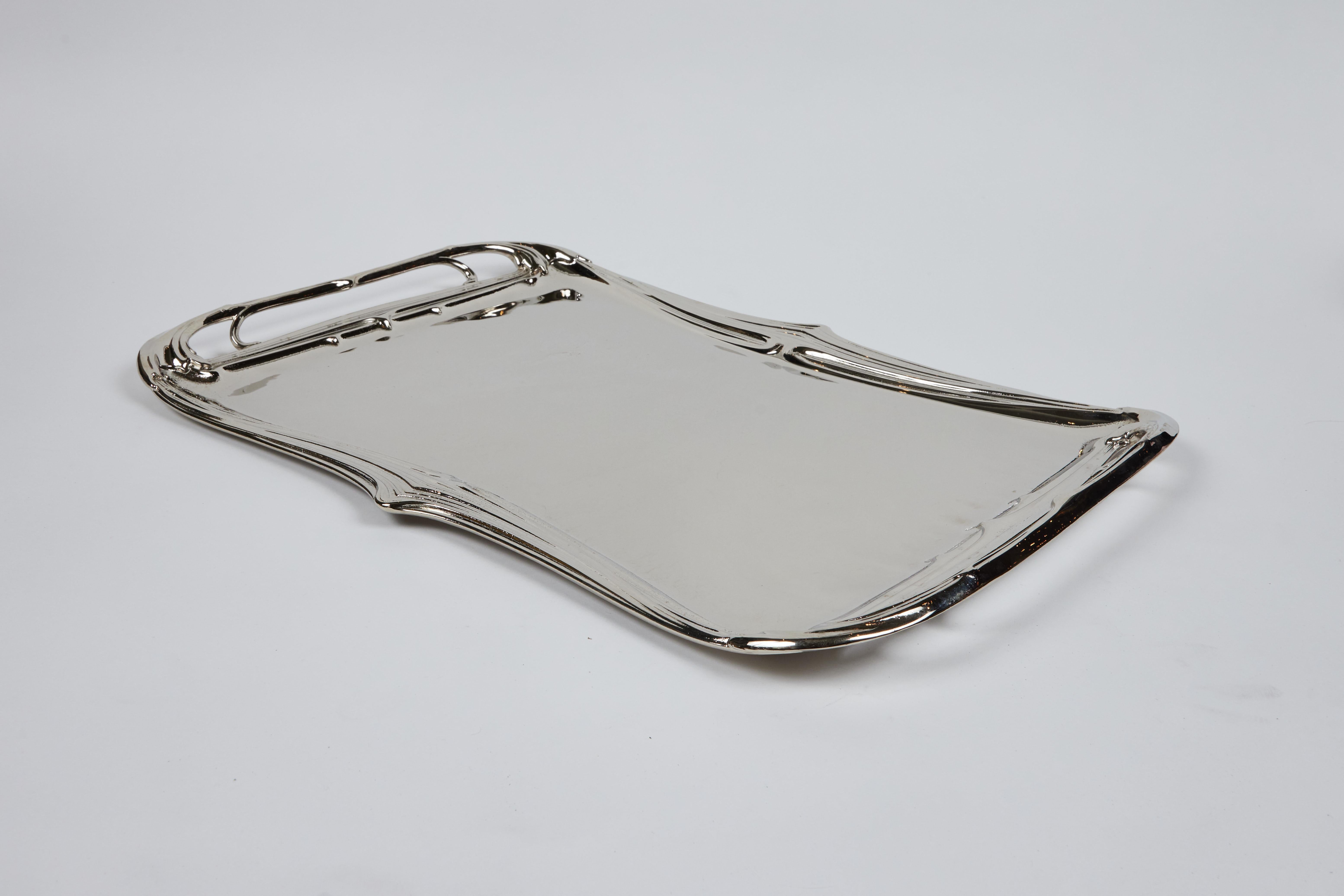 Stainless Steel Vintage WMF Art Nouveau Style Serving Tray