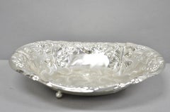 Vintage WMF Germany Ikora Silver Plated Brass Floral Repousse Nut Dish Bowl
