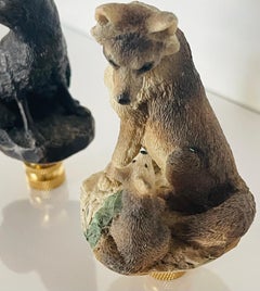 Vintage Wolf Figurines Lamp Finials