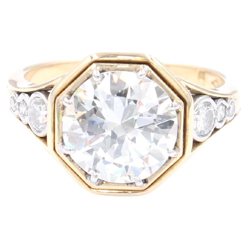 Wolfers, bague vintage en diamant certifié IGI de 2,78 carats  en vente