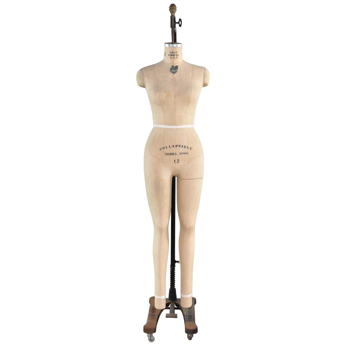Vintage Wolfform Co Female Mannequin Full Body Dress Form 1986 Cast Iron Base