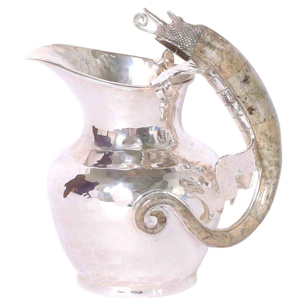 Jarra de plata Wolmar Castillo vintage con lagarto