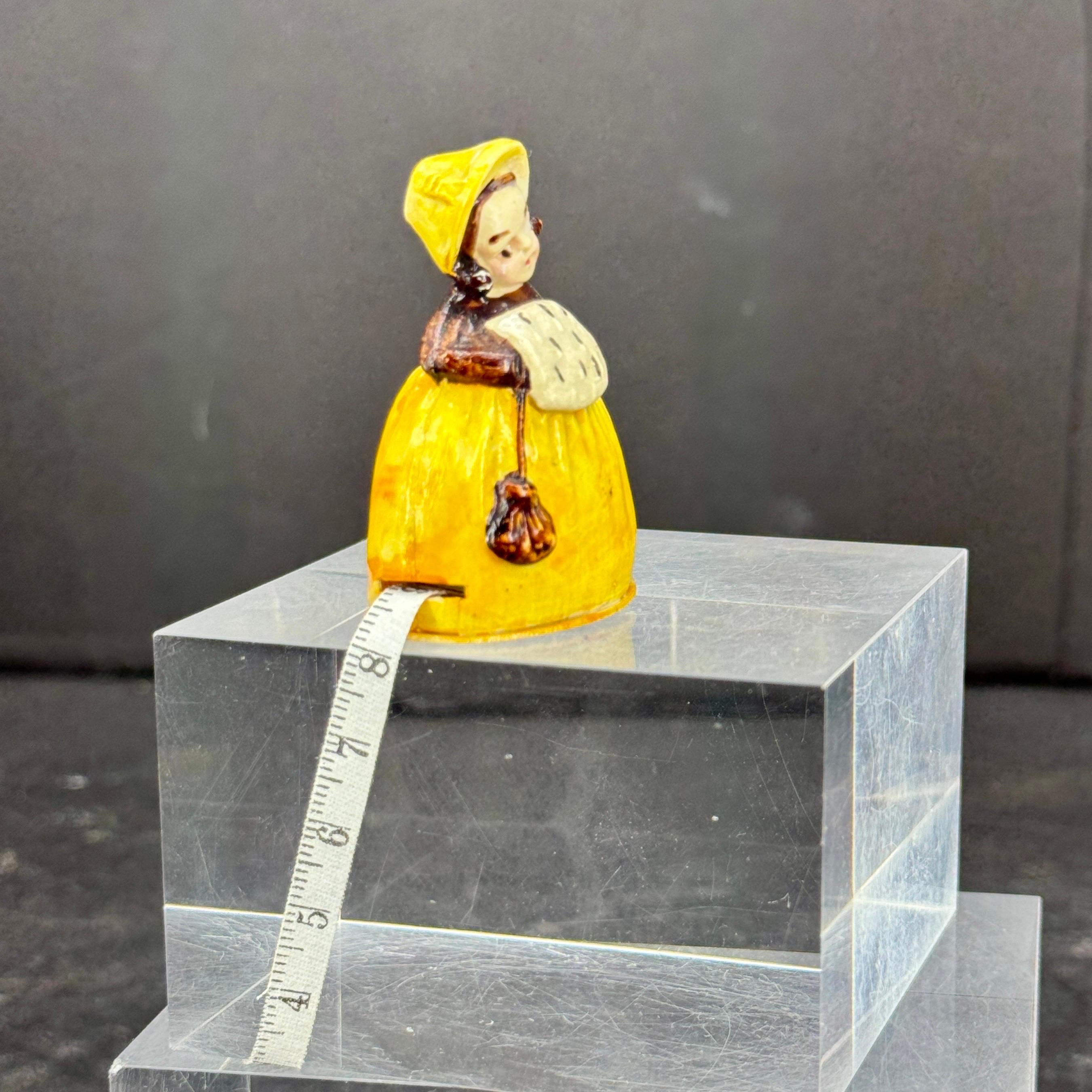 20th Century Vintage Woman Figurine Lady Sewing Tailor Tape Measure For Sale