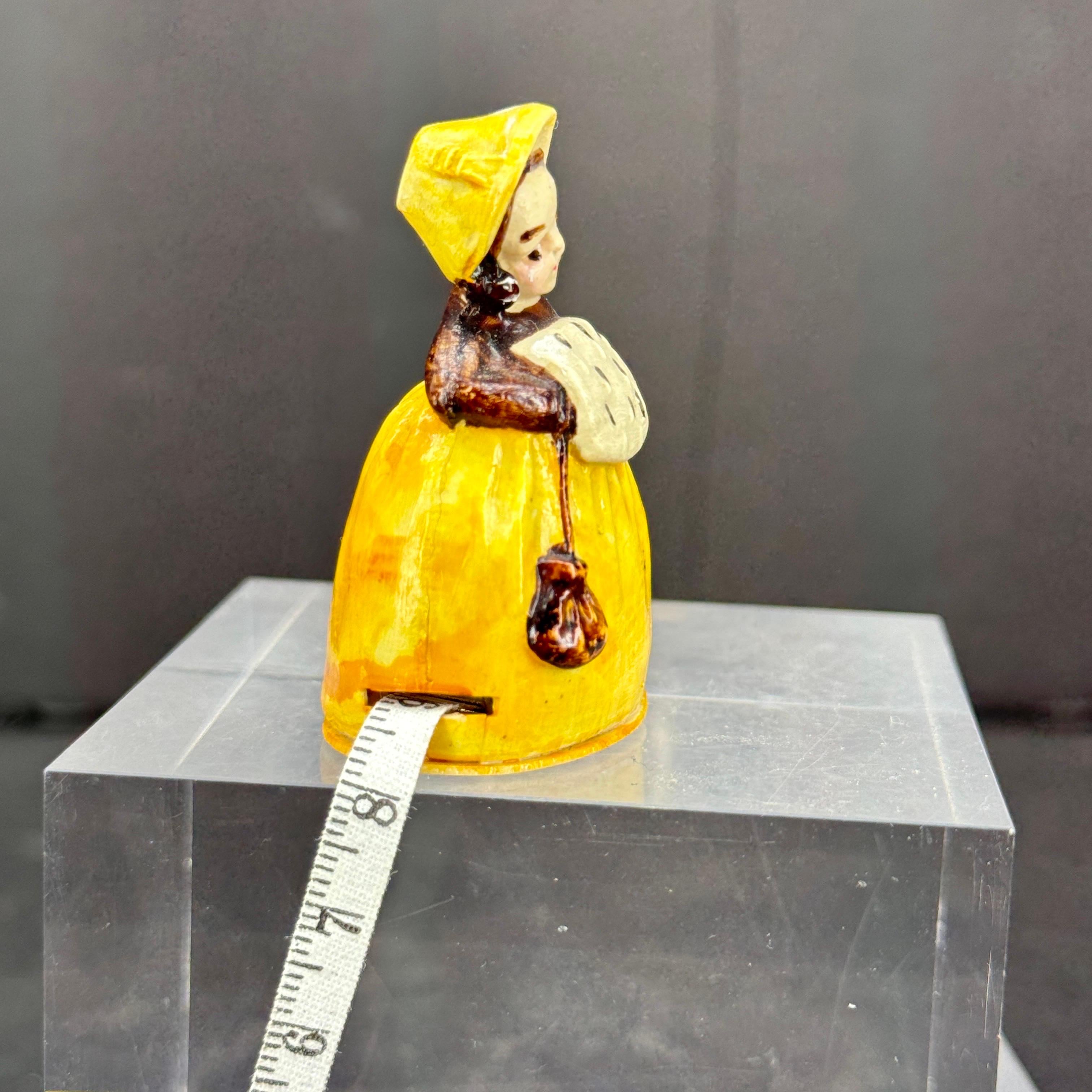 Vintage Woman Figurine Lady Sewing Tailor Tape Measure For Sale 1