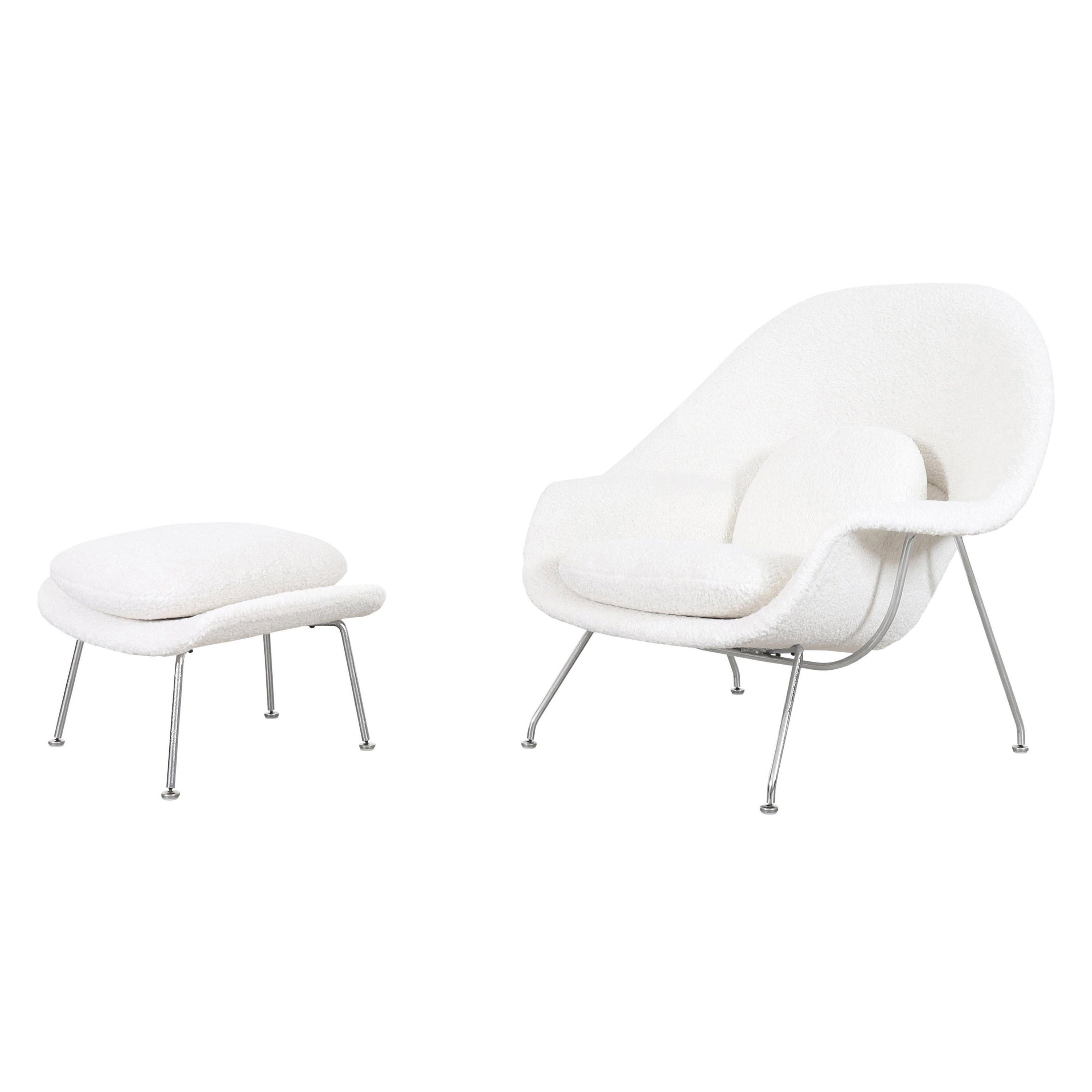 Chaise et Ottoman Vintage "Womb" Bouclé par Eero Saarinen pour Knoll