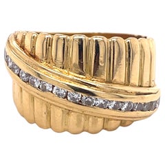 Vintage Women Wedding Band, 0.30CT Diamond, 18k Yellow Gold, Gold Statement Ring