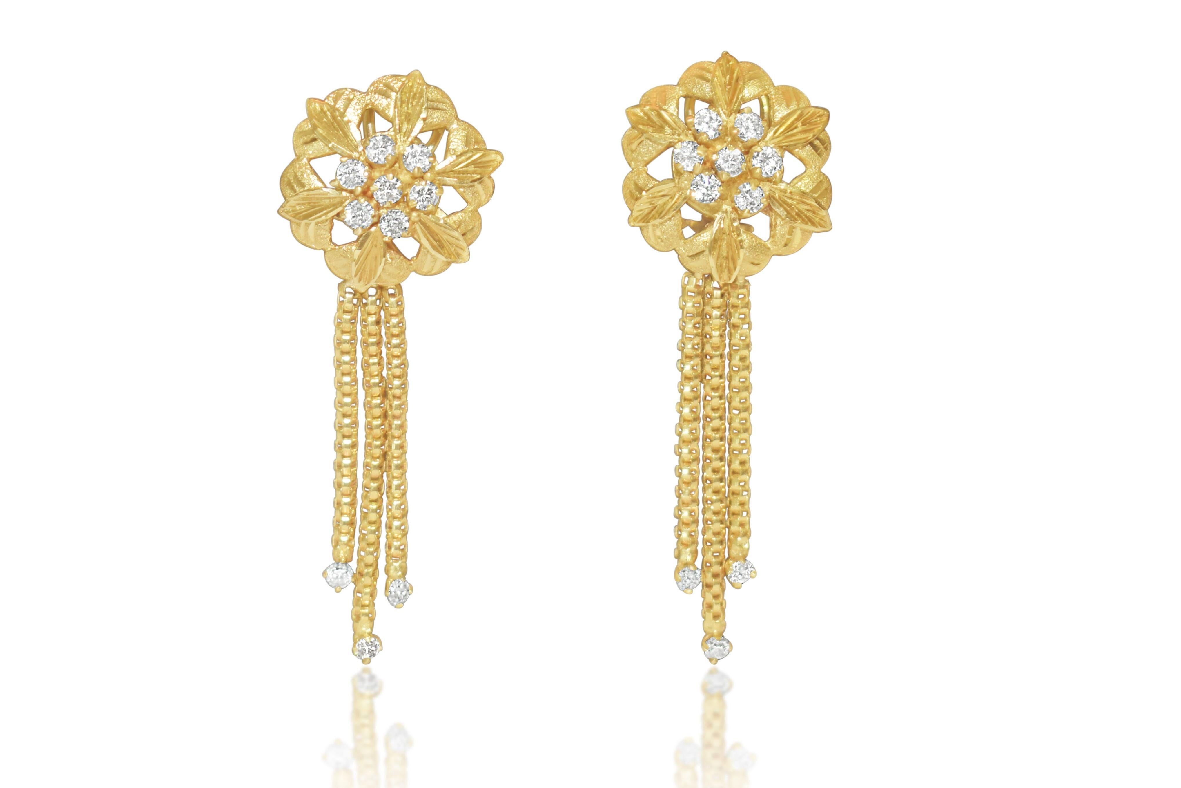 These beautiful earrings are designed for women and have a lovely dangling style with a leaf design at the top. They are clip-on earrings, making them easy to wear. These earrings make a fantastic gift for Christmas, New Year, Valentine's Day,