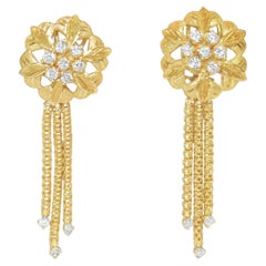 Boucles d'oreilles pendantes en or 18K et diamant 2ct pour femmes