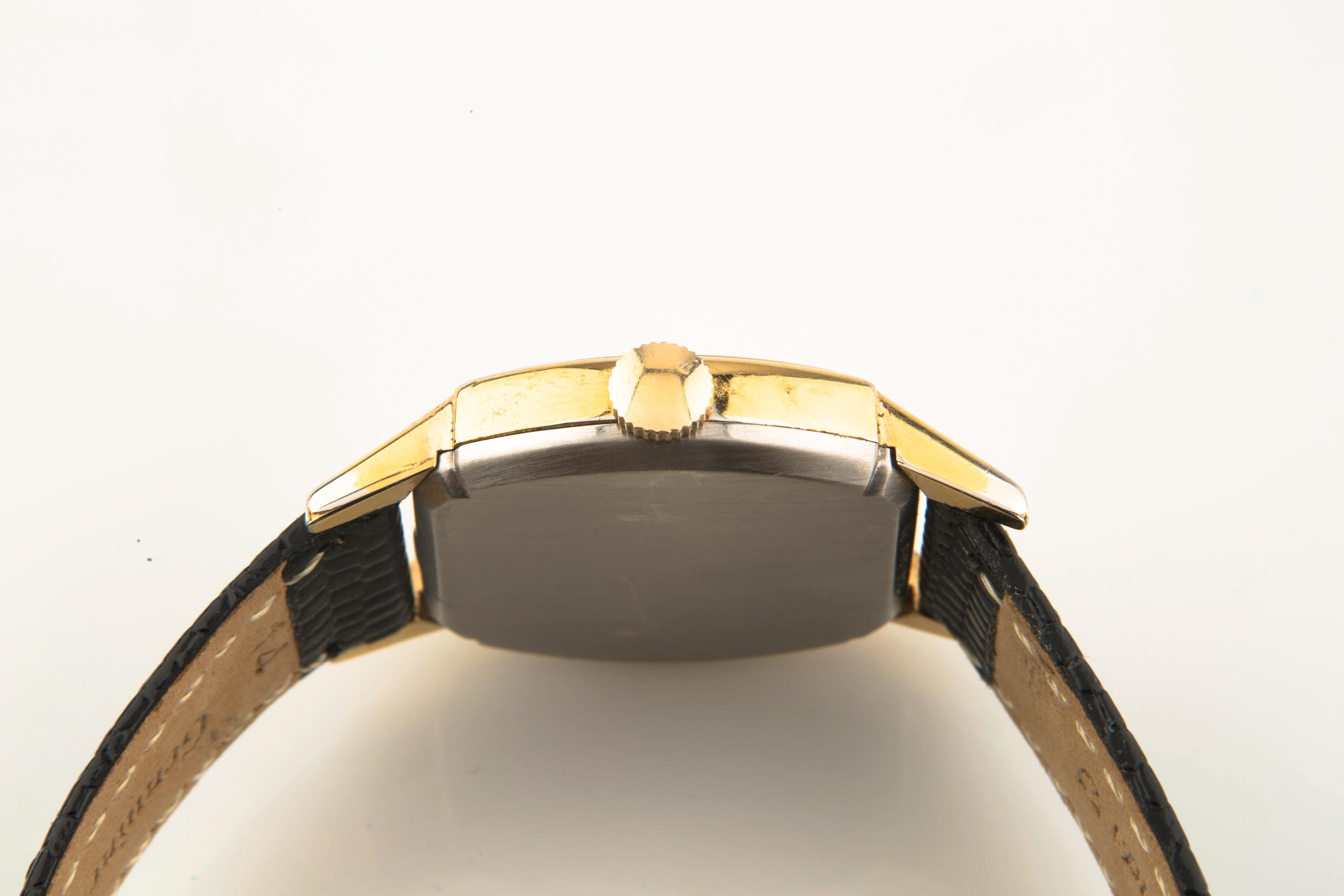 Women's or Men's Vintage Women's Gruen Gold-Plated Art Deco Watch with Leather Band For Sale