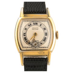 Vintage Women's Gruen Gold-Plated Art Deco Watch with Leather Band