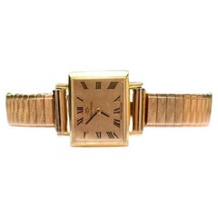 Montre à bracelet extensible Movado vintage en or 18 carats pour femme, années 1980
