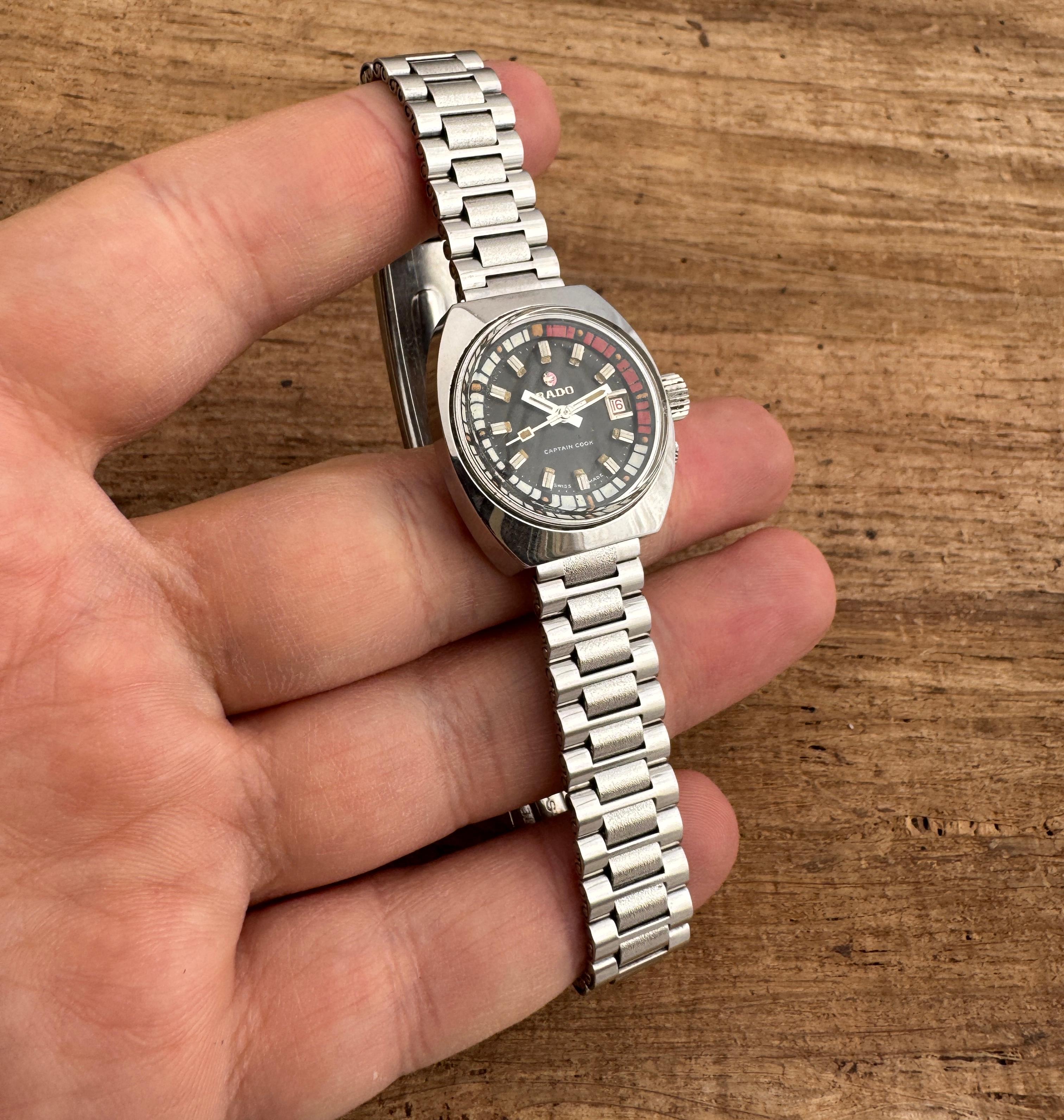 Vintage women's Rado CAPTAIN COOK automatic Ref 727/1 wristwatch case For Sale 7