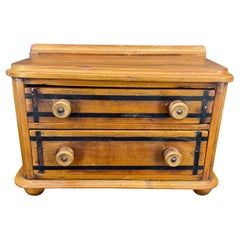 Vintage Wood 2 Drawer Spool Jewelry Box Chest of Drawers, 1920's