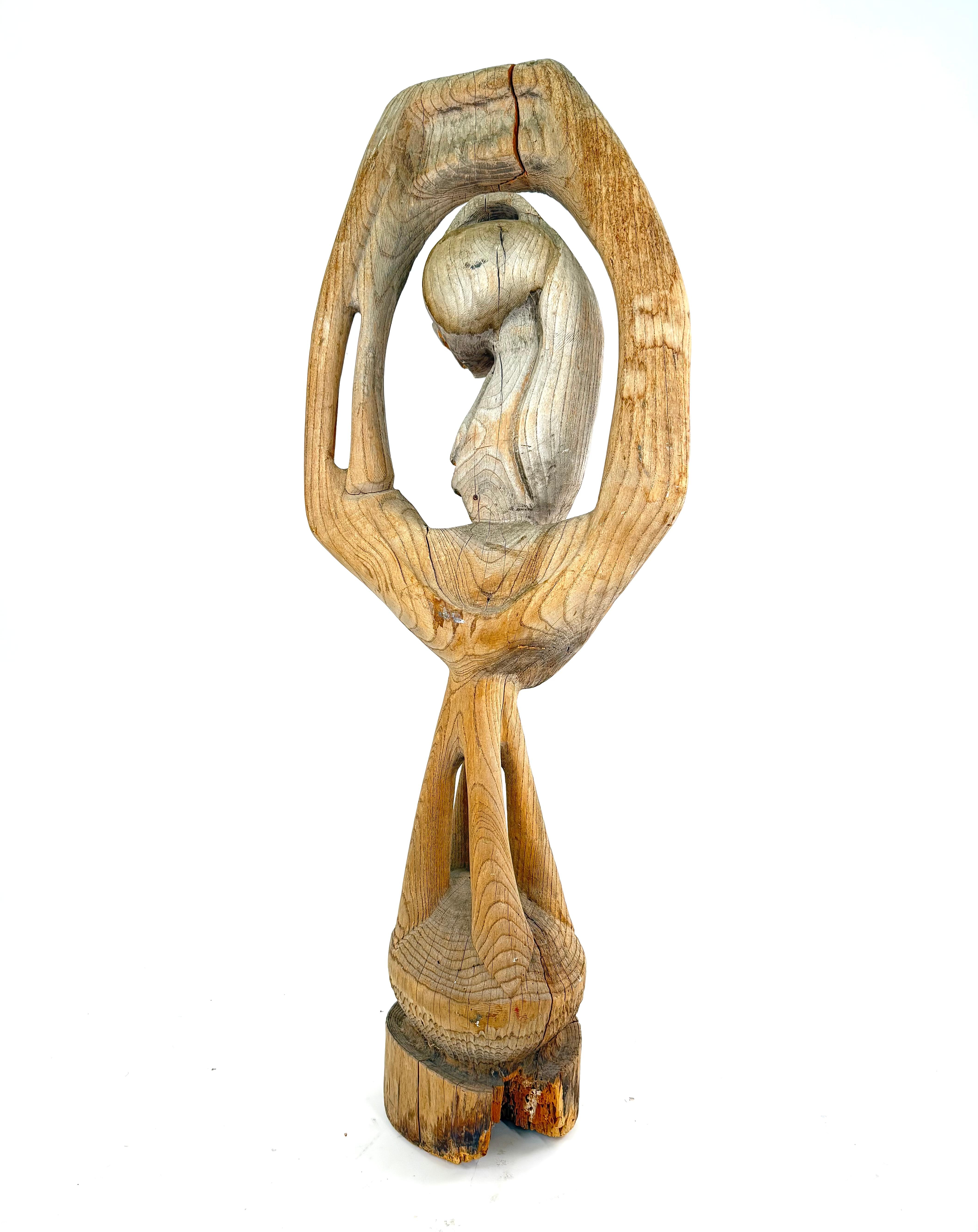 Mid-Century moderno Scultura astratta in legno vintage con splendida finitura Driftwood in vendita