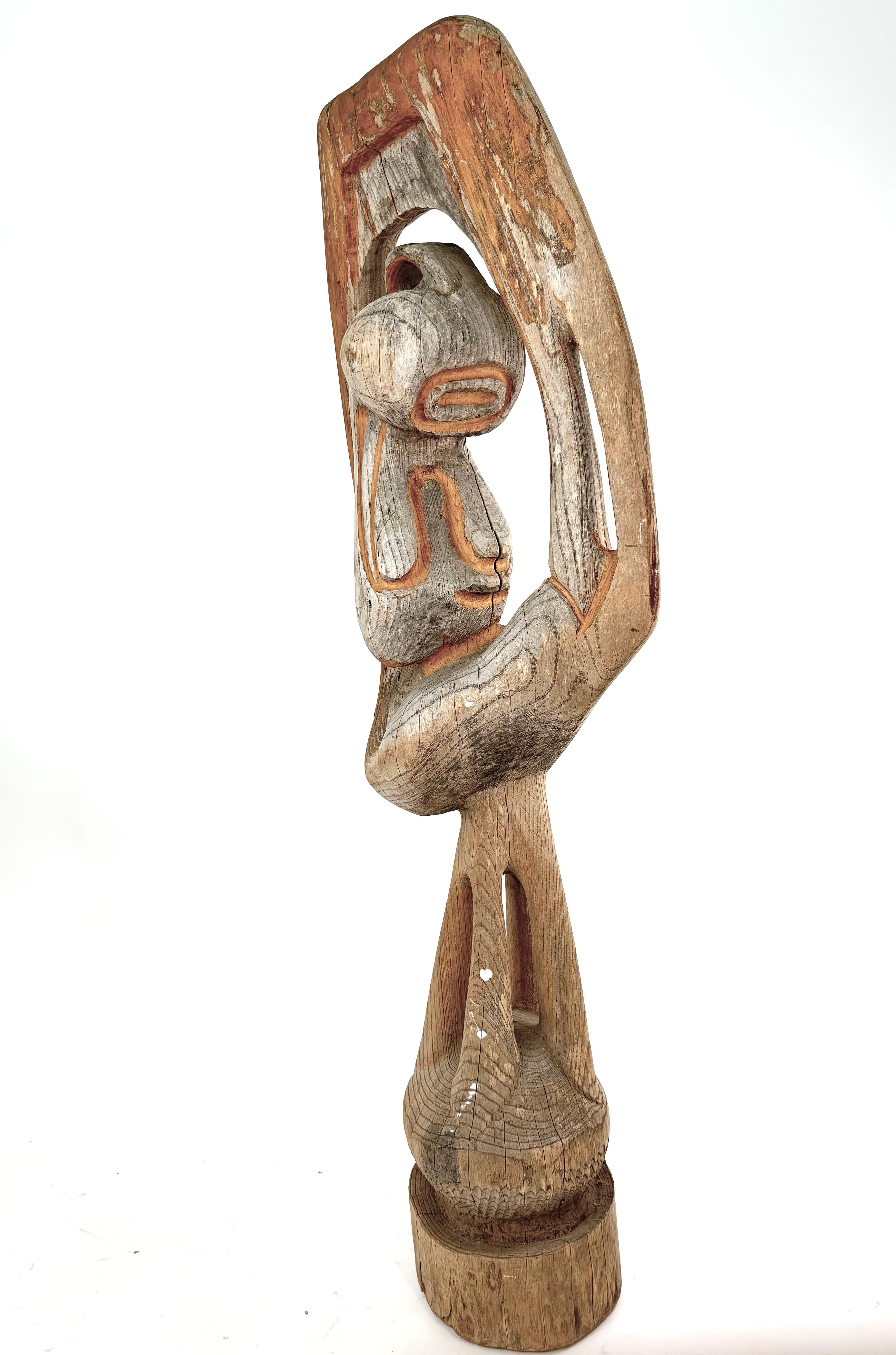 Americano Scultura astratta in legno vintage con splendida finitura Driftwood in vendita