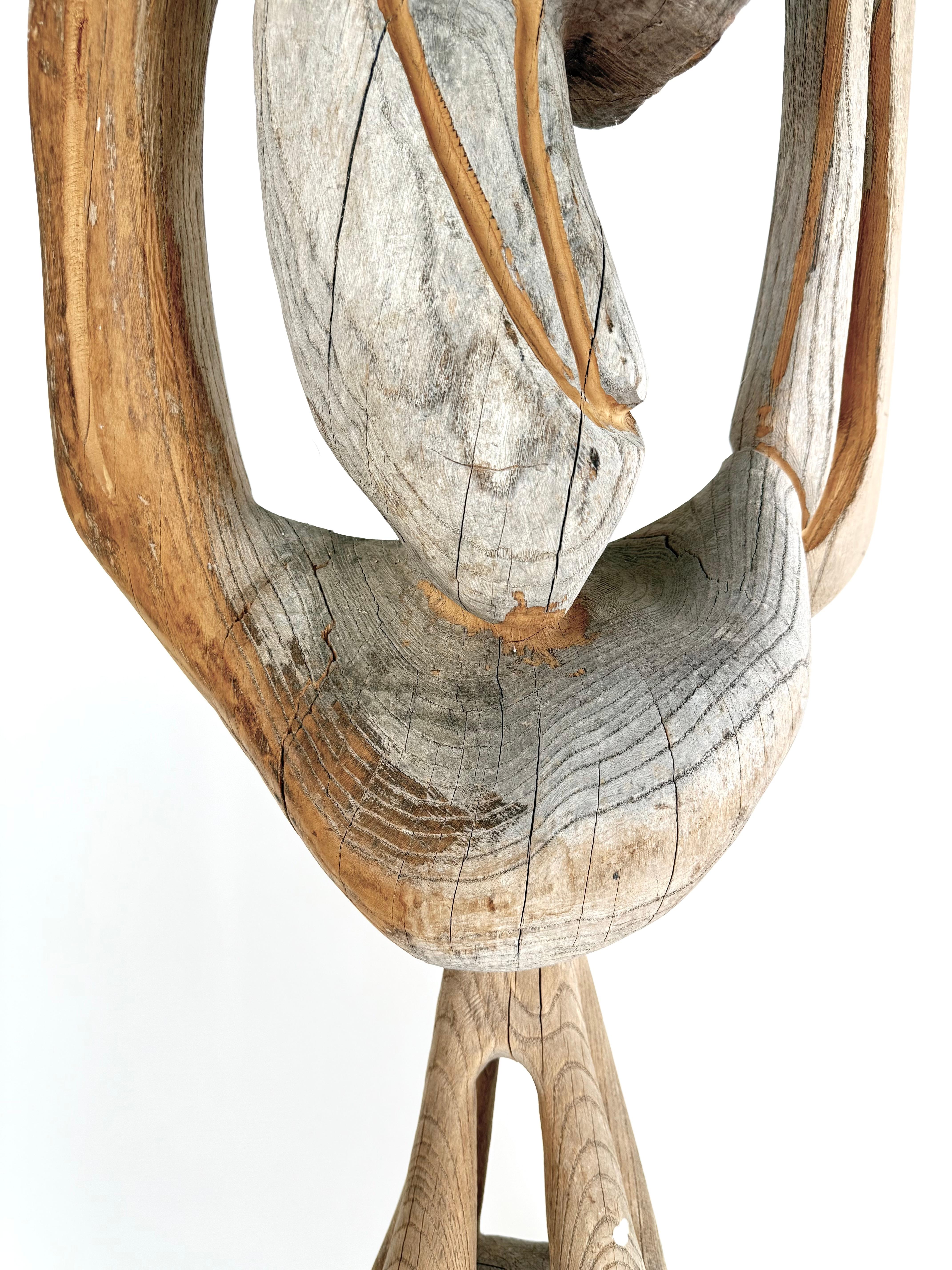 Legno Scultura astratta in legno vintage con splendida finitura Driftwood in vendita