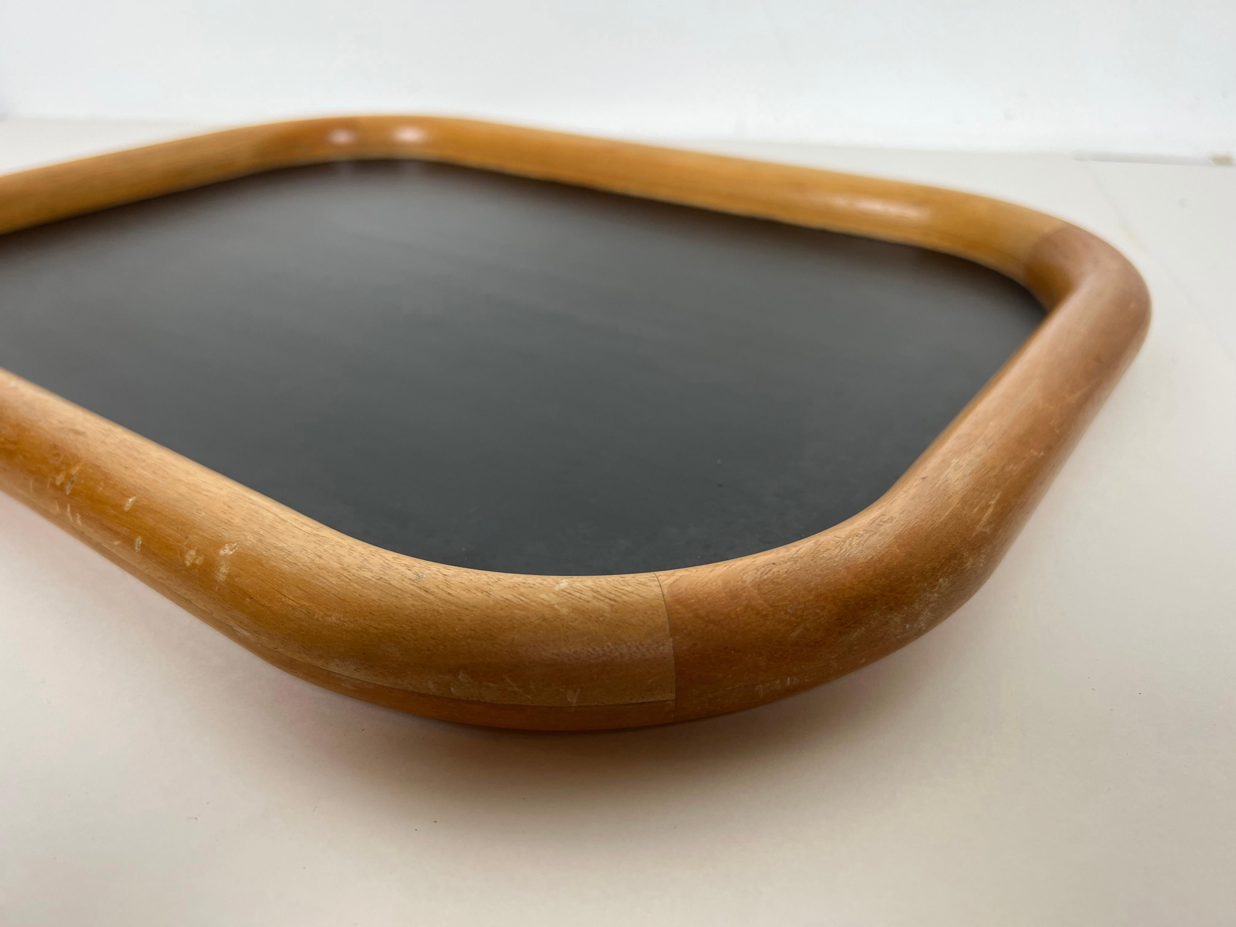 Mid-Century Modern Vintage Wood and Black Laminate Serving Tray by Ernest Sohn