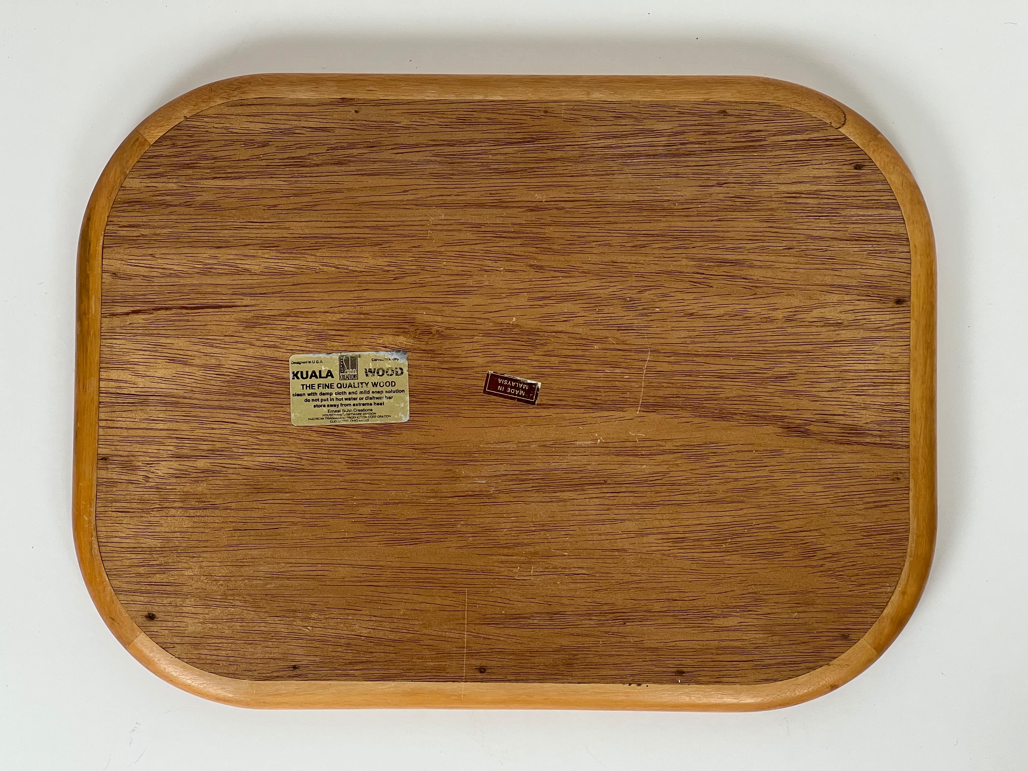 20th Century Vintage Wood and Black Laminate Serving Tray by Ernest Sohn