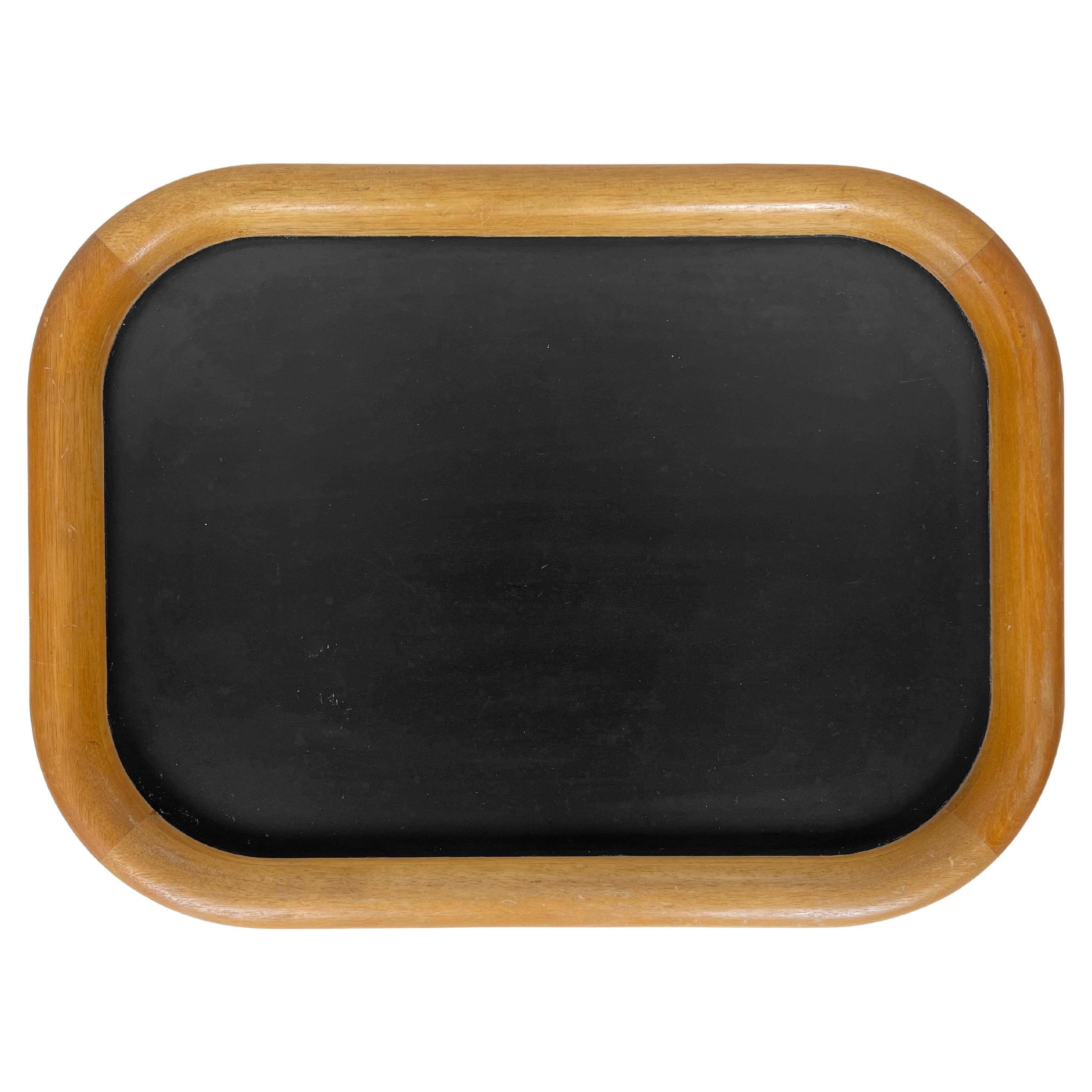 Vintage Wood and Black Laminate Serving Tray by Ernest Sohn