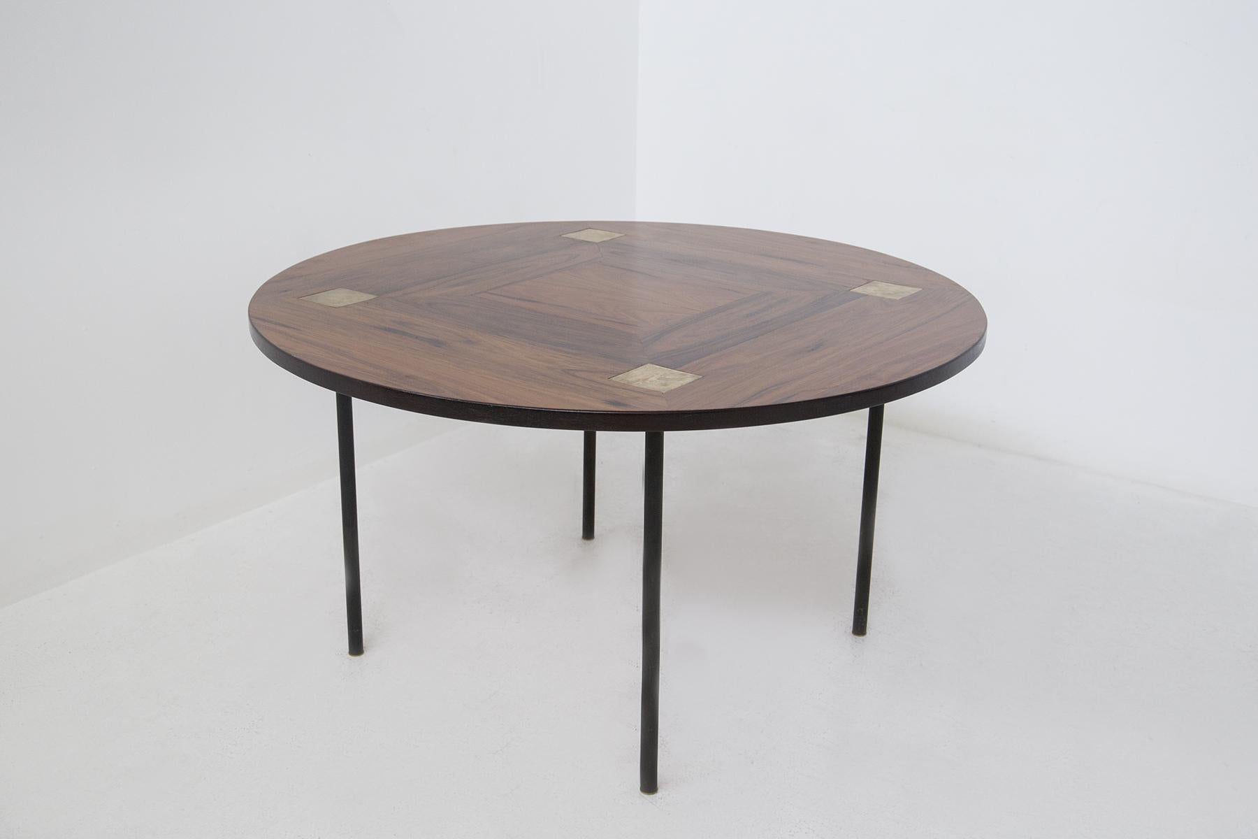 Vintage Wood and Brass Living Room Table by Ettore Sottsass, Published For Sale 4
