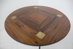 Vintage Wood and Brass Living Room Table by Ettore Sottsass, Published