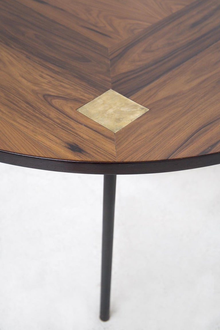 Vintage Wood and Brass Living Room Table by Ettore Sottsass, Published