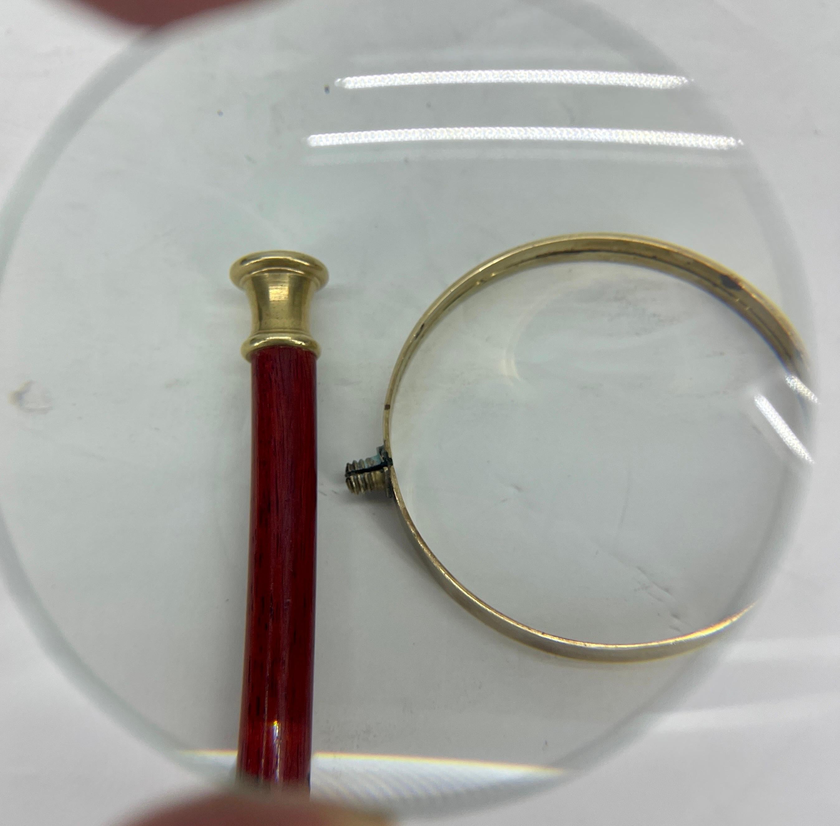 Vintage Wood and Brass Magnifying Glass 2