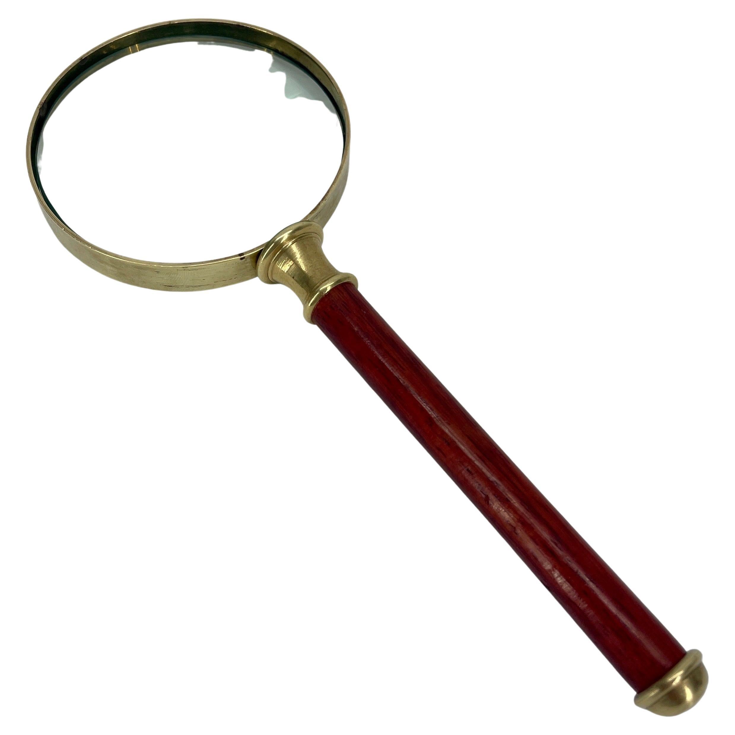 20th Century Vintage Wood and Brass Magnifying Glass