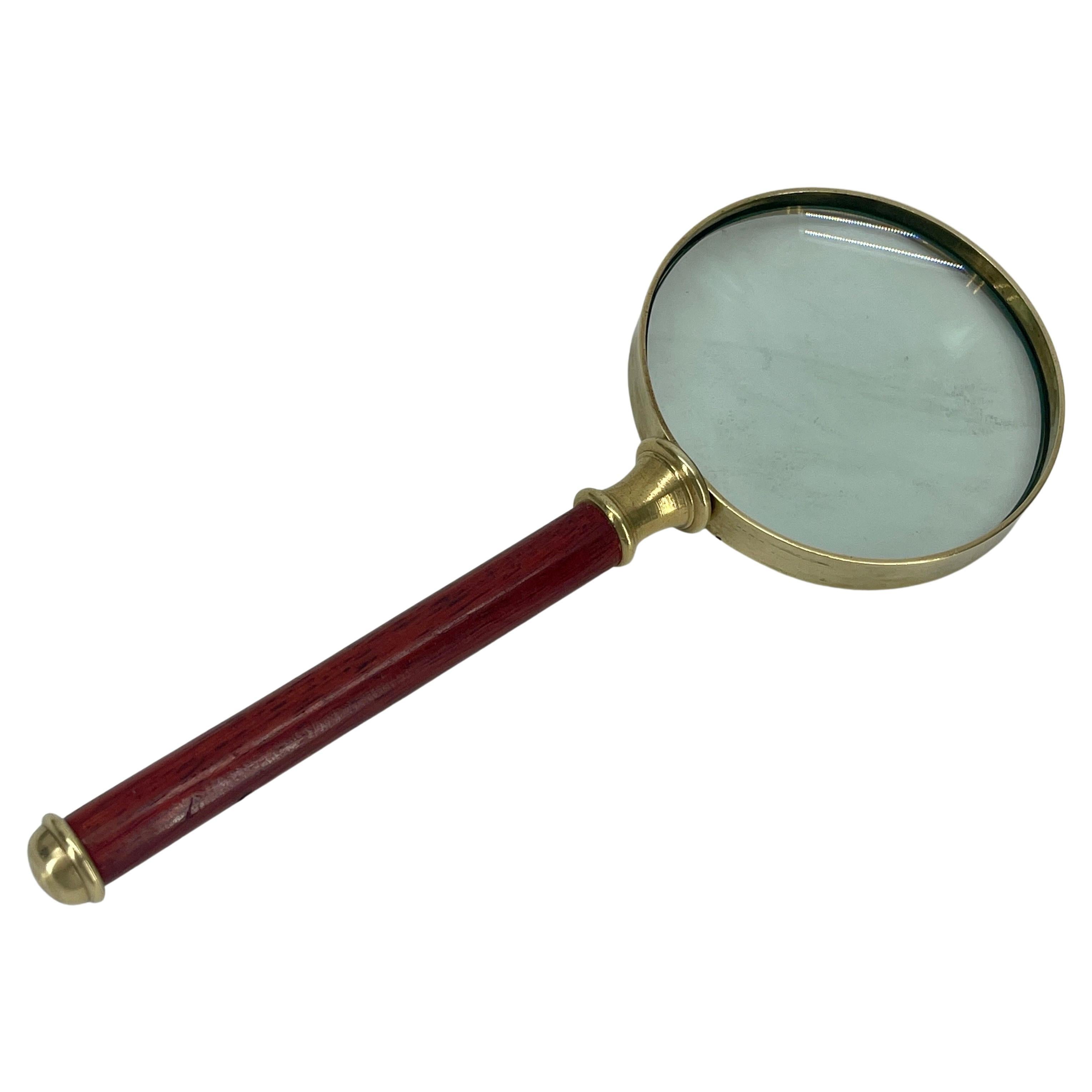Vintage Wood and Brass Magnifying Glass