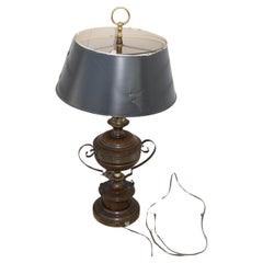 Vintage Wood and Brass Sculptural Table lamp