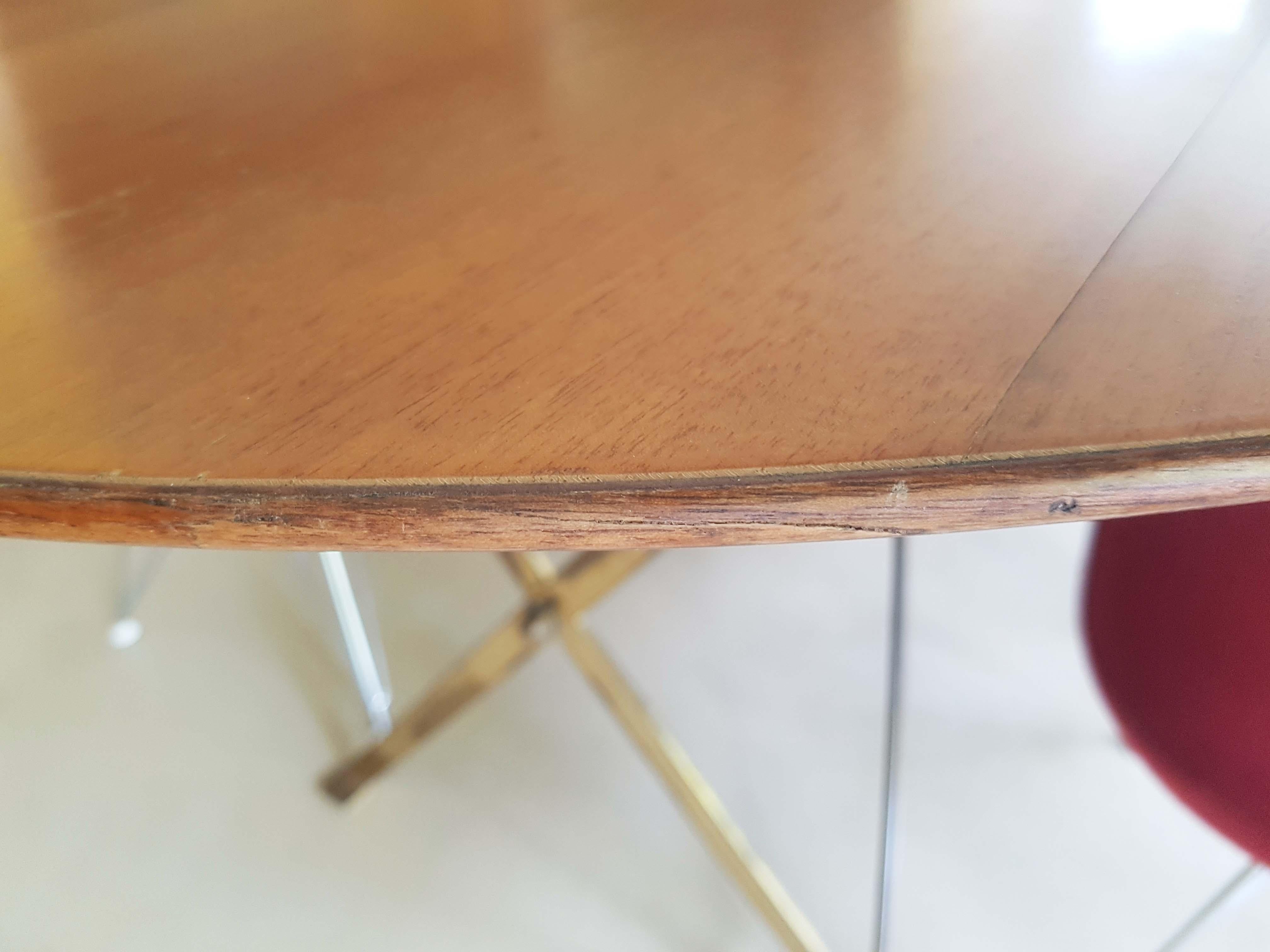 Vintage Wood and Brass T3 Cavalletto Table by Caccia Dominioni for Azucena 1950s For Sale 8