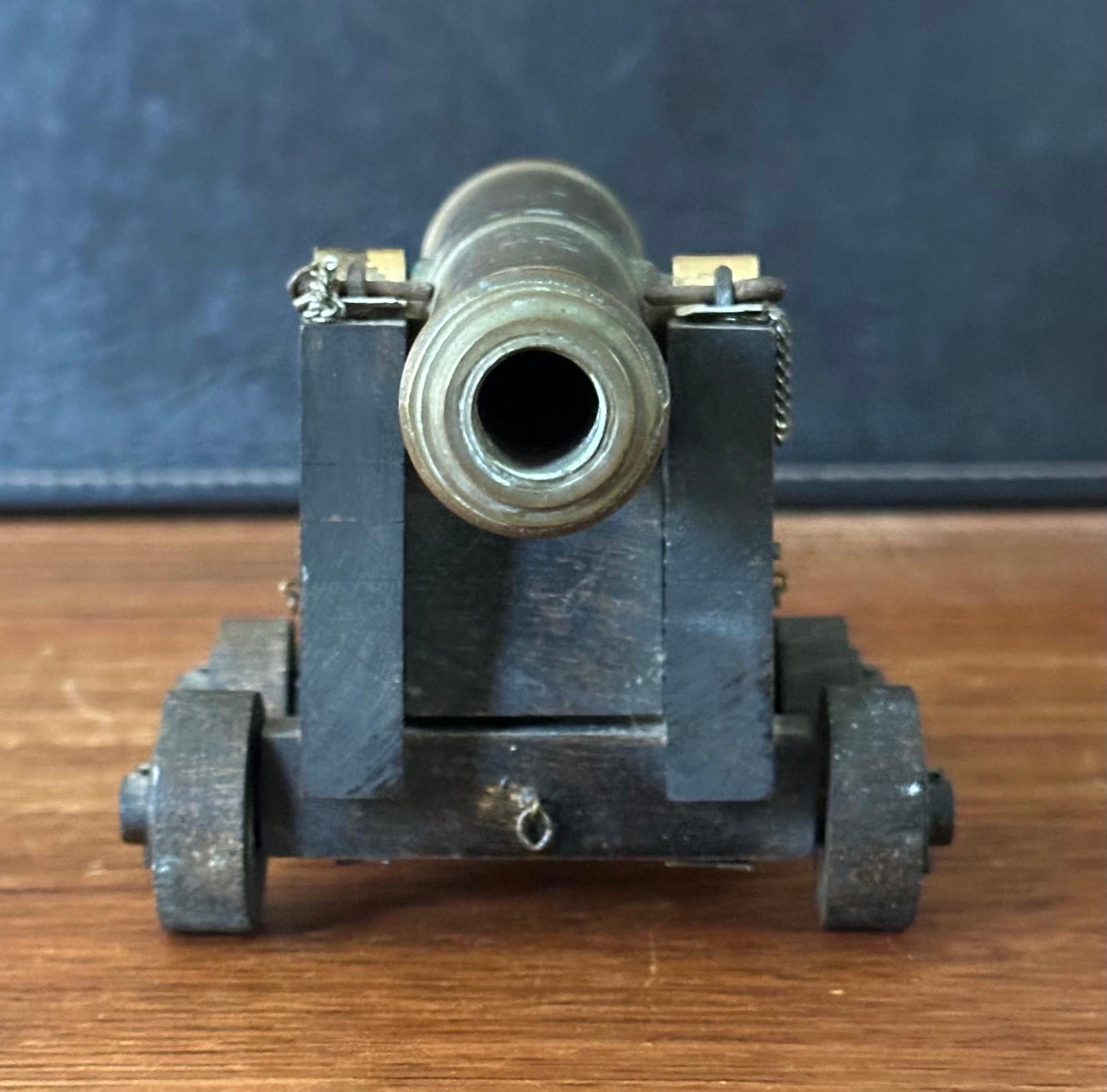 Vintage Wood and Bronze Cannon Model For Sale 8