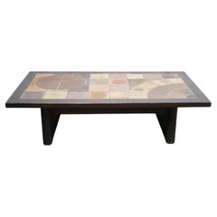 Vintage Couchtisch aus Holz und Keramik