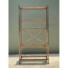 Vintage Wood And Glass Etagere