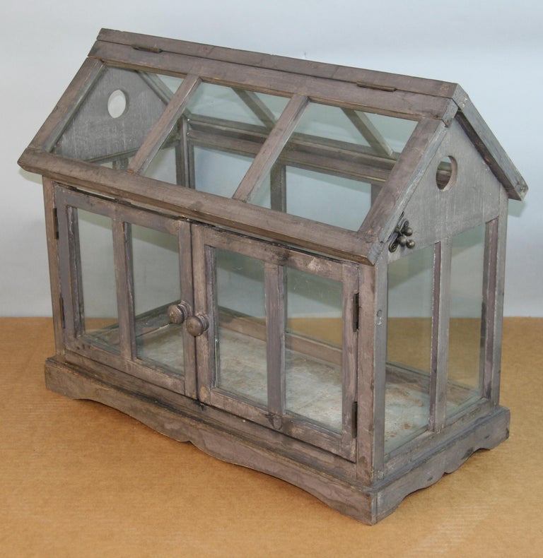 Vintage Wood and Glass Terrarium / Model Greenhouse For Sale at 1stDibs