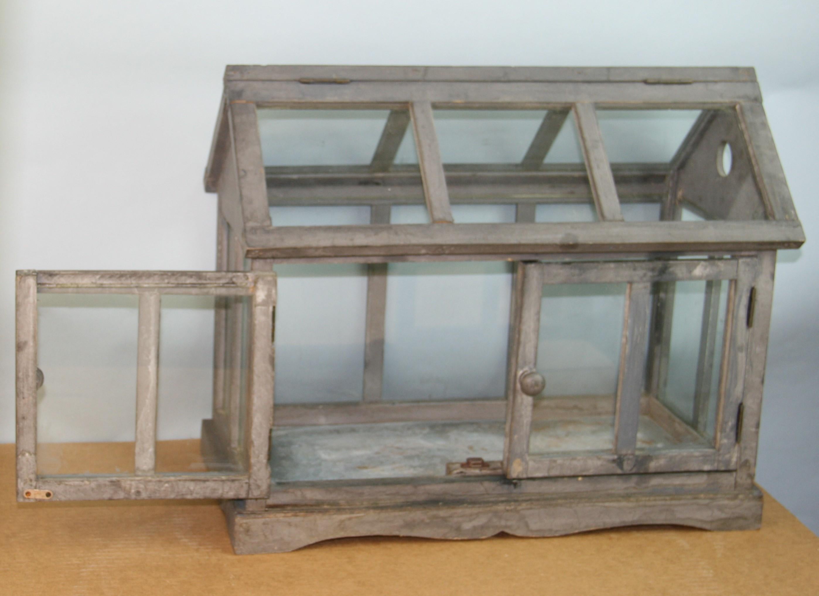 Vintage Wood and Glass Terrarium / Model Greenhouse 8