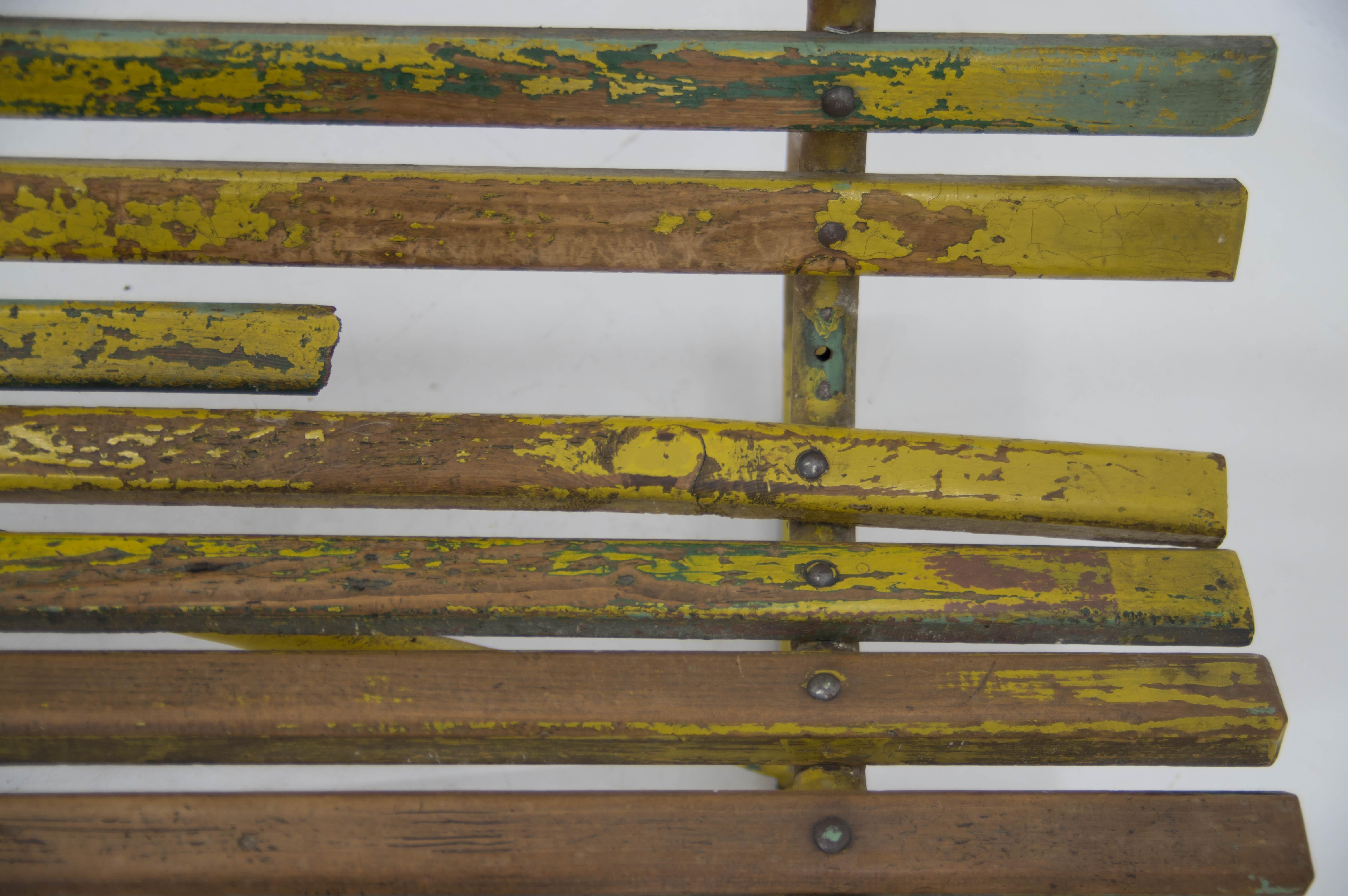 Vintage Wood and Iron Bench, 1930s For Sale 1