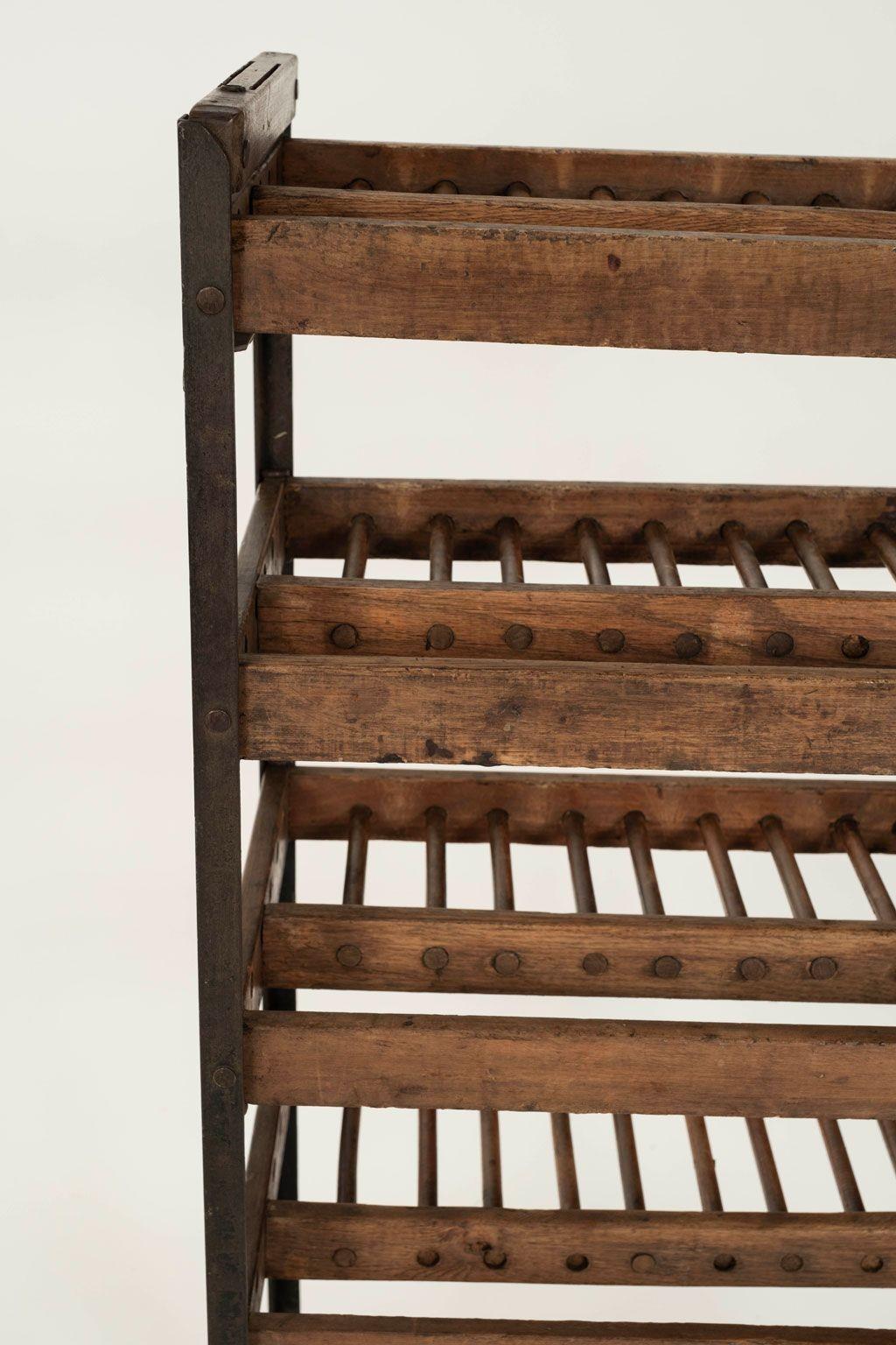 Chariot de bar français vintage en bois et fer sur roulettes 3