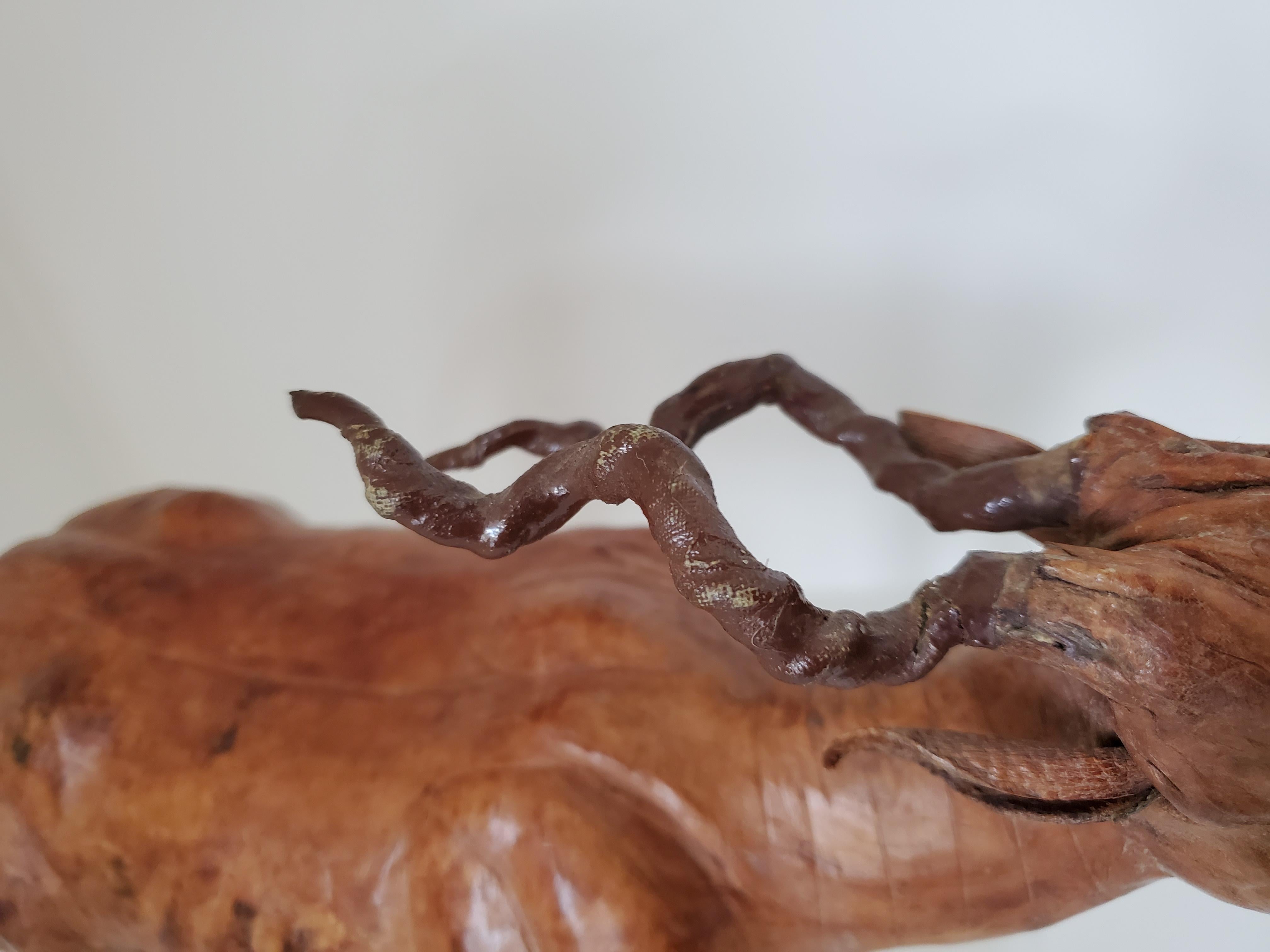 Dyed Vintage Sculpture - Wood and Leather Gazelle Likely from Liberty's London For Sale