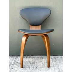 Vintage Wood and Leather Cherner Dining Chair