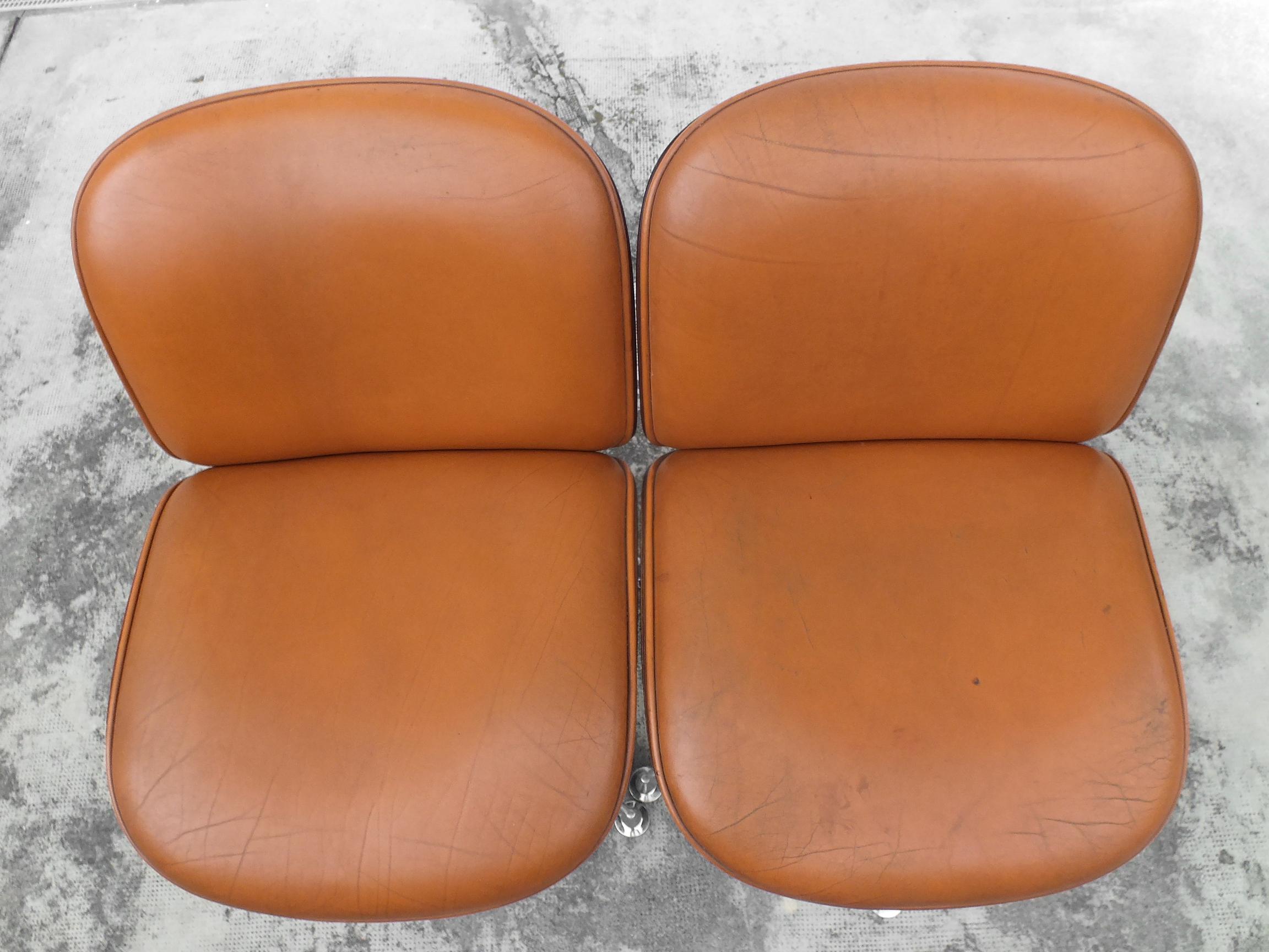 Vintage Wood and Leather Swivel Chair by Ico Parisi Mim, Italy, 1970 2