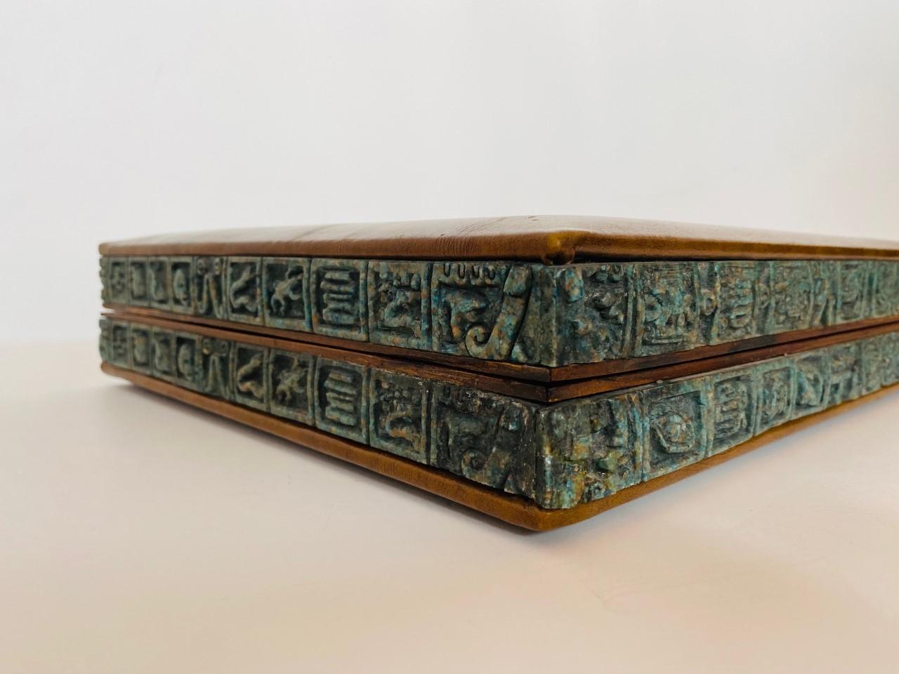 Vintage Wood and Malachite Resin Mayan Backgammon Set 3