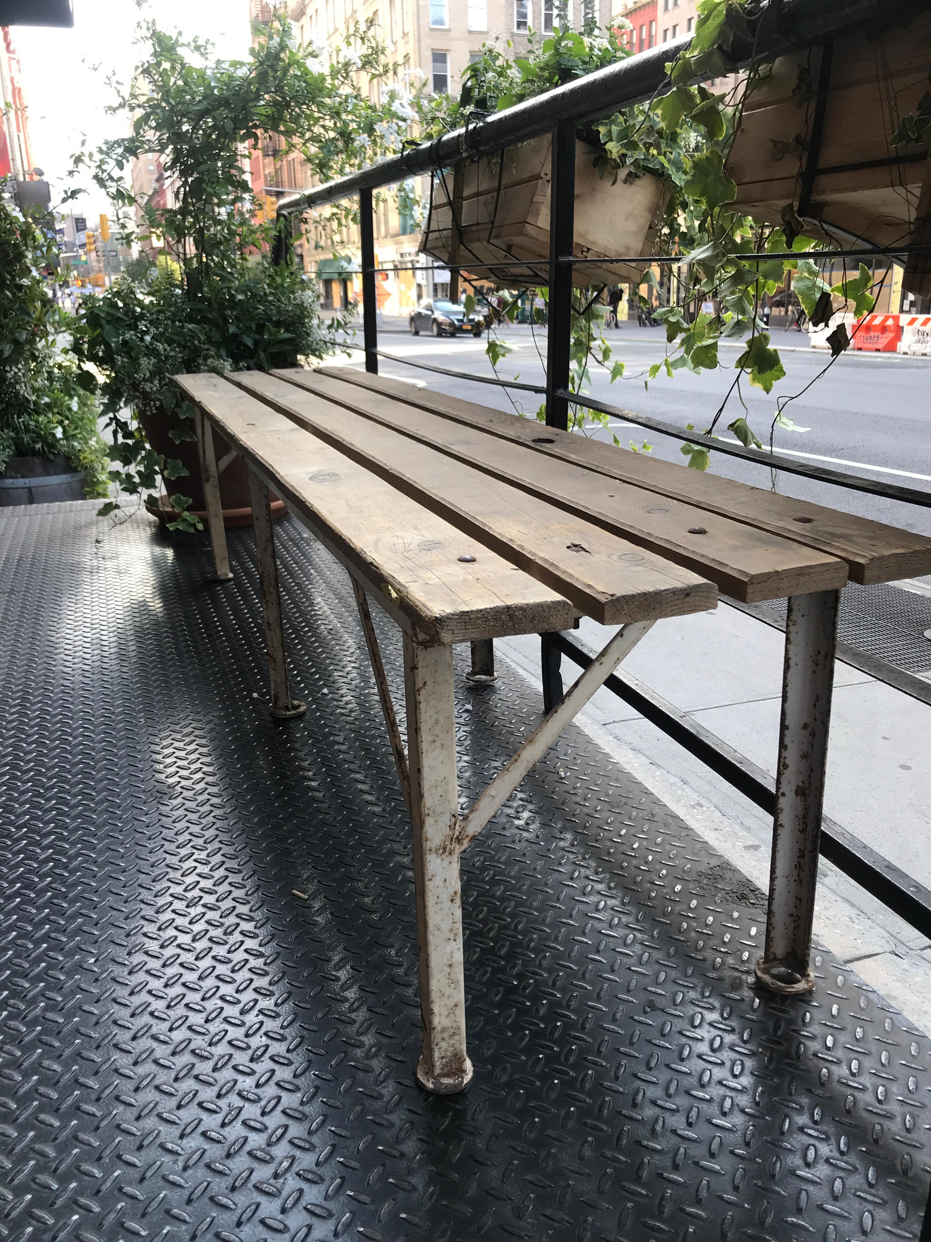 vintage metal bench