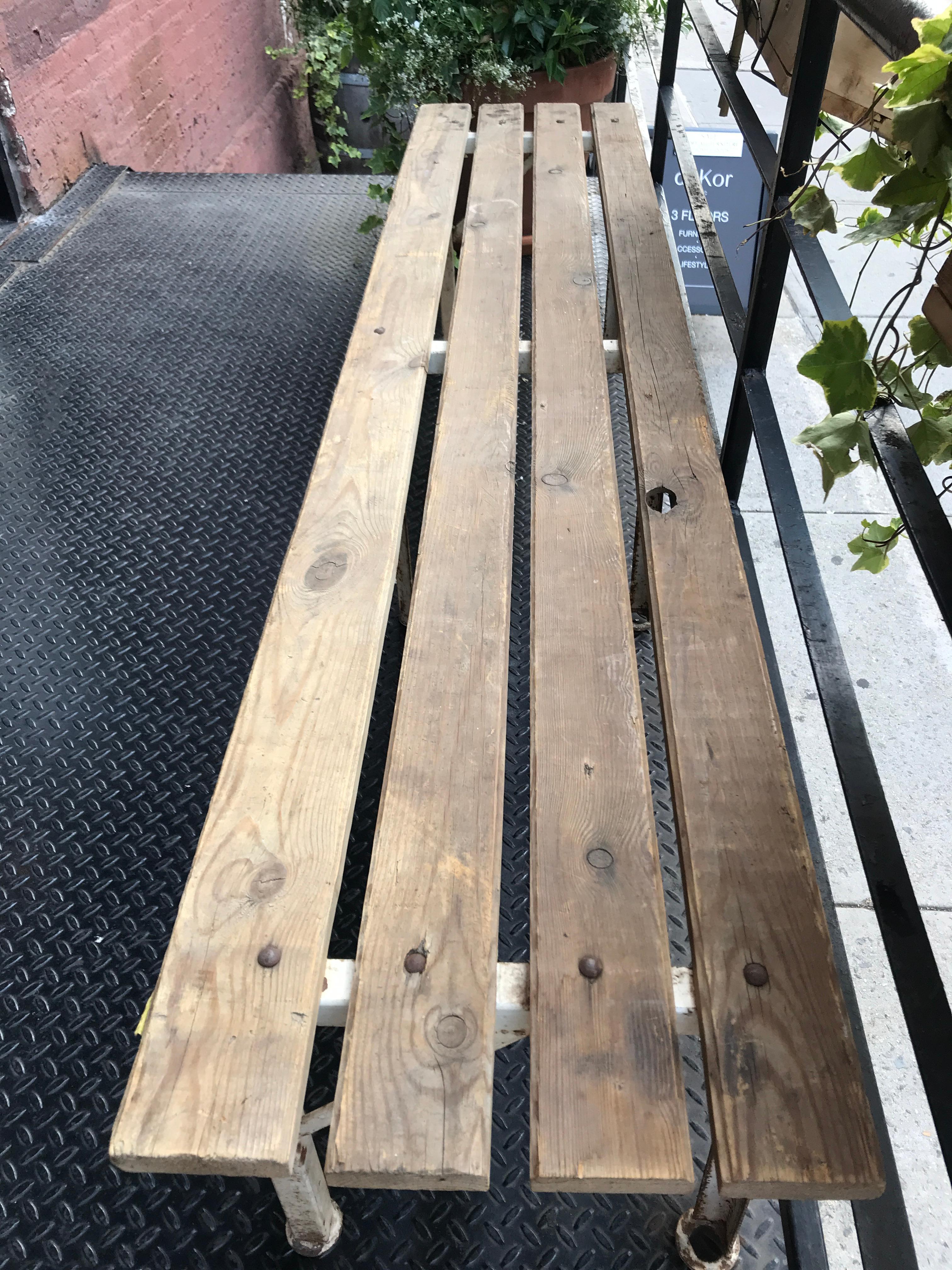wood and metal benches