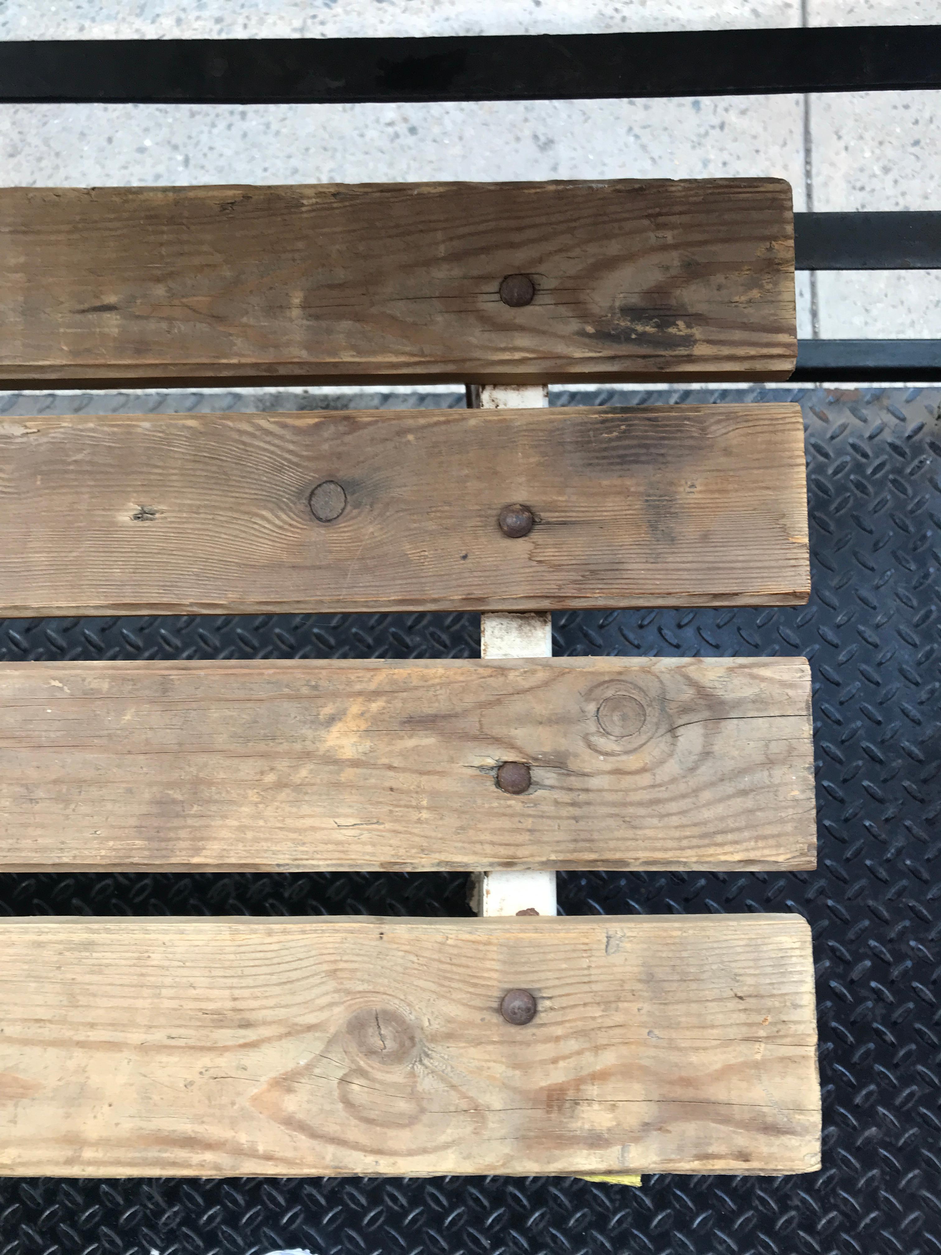 wooden metal bench