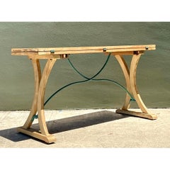 Mesa consola extensible vintage de madera y metal